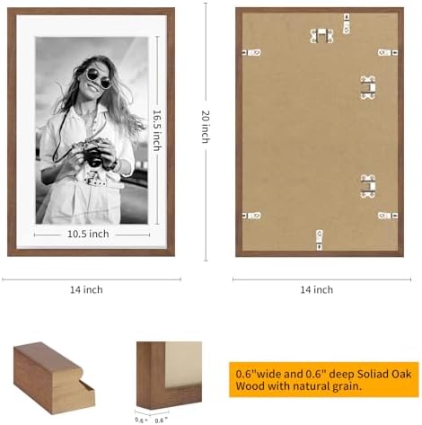 puthiac 13x19 Solid Oak Wood Picture Frame, Walnut, 1 Pack