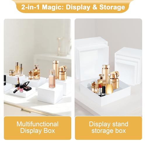 6Pack White Buffet Risers and Stands, Acrylic Food Risers for Buffet Table, Nesting Display Stand Shelf for Party Catering & Dessert, White Risers for Display for Food, Jewelry & Collectibles - color: 6Pack square, size: 6''7''8''9''10''