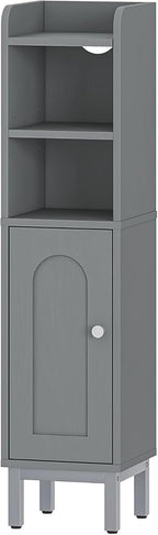 Hzuaneri Bathroom Storage Cabinet, Small Corner Floor Cabinet with Door and Shelves, Narrow Toilet Paper Holder, Bathroom Organizer with Adjustable Shelf, for Small Spaces, Gray BC08221GR