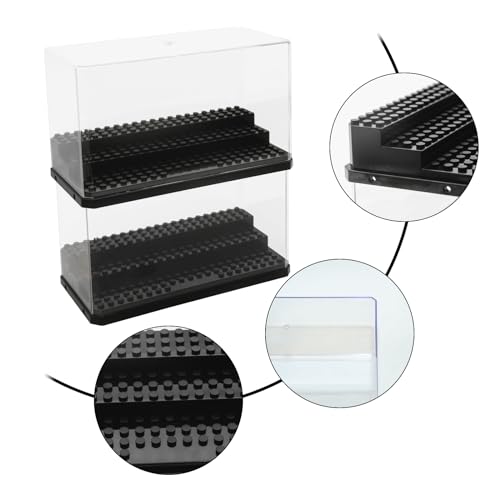Acrylic Minifigure Display Case Stackable Action Figures Blocks Display Box, Clear Dustproof Display Case Box for Lego Lovers - color: Black, size: Medium 1 Pack