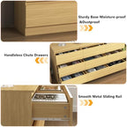 Vibe & Dine 9 Drawer Dresser, Modern Long Dresser for Bedroom, Wood Chest of Drawers with Wide Storage for Living Room, Natural Wood