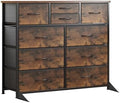LUMTOK 10 Drawers Dresser with Fabric Bins for Bedroom,Closets，Rustic Brown