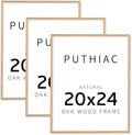 puthiac 20x24 Solid Oak Wood Picture Frames, Natural Oak, 3 Pack