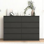 Black Dresser for Bedroom,Modern Large 8 Drawer Dresser with Deep Drawer,Wide Storage Chest of Drawer,Wood Bedroom Storage Organizer Furniture,TV Stand for Living Room