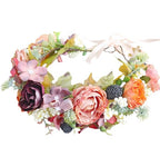 Flower Crown Wedding Flower Headband Floral Headpiece Halo Floral Crown Bridal Party Cosplay Halloween Photos - color: orange