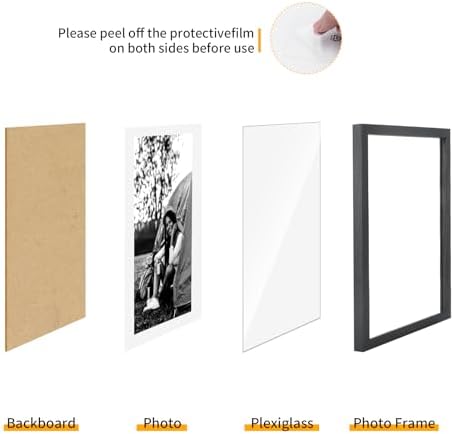 puthiac 20x24 Solid Oak Wood Picture Frames, Black, 3 Pack
