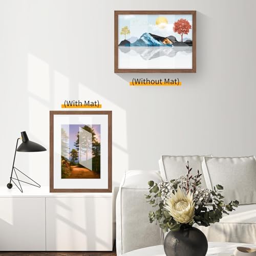 puthiac 9x12 Solid Oak Wood Picture Frames, Walnut, 3 Pack