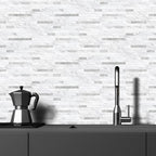 STICKGOO 20 Sheets Peel and Stick Backsplash Tile, Stick on Backsplash for Kitchen and Bathroom, White Marble Look PVC Mixed Metal Silver Self Adhesive Wall Tiles - color: White Marble + Metal Silver