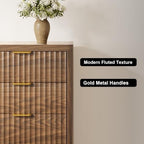 Fluted 9 Drawer Dresser for Bedroom, 59" Horizontal Wide Modern Low Profile Chest of Drawers with Metal Handle & Storage, Long Wooden Dresser TV Stand for Living Room & Closet, Walnut Brown Dresser