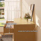 Fluted 47" Tall Dresser for Bedroom with 5 Drawers, Modern Chest of Drawers with Metal Handle & Deep Storage, Wood Closet Clothes Storage Organizer for Living Room & Hallway, Natural Oak Dresser