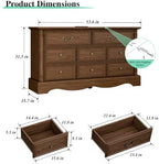 Farmhouse 8-Drawer Dresser with Charging Station for Bedroom
