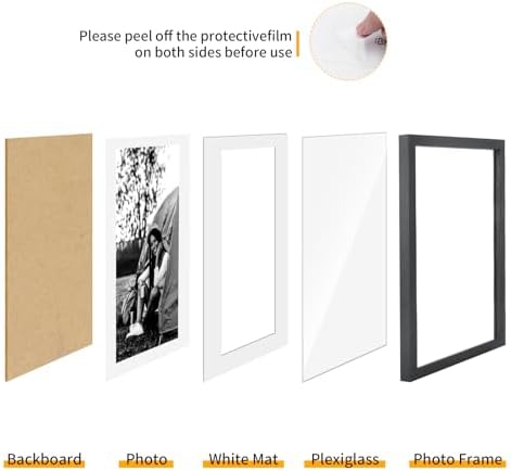 puthiac 13x19 Solid Oak Wood Picture Frame, Black, 1 Pack