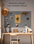Fluxynara 48" x 36" Large Felt Bulletin Board, Blue Gray
