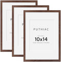 puthiac 10x14 Solid Oak Wood Picture Frames, Walnut, 3 Pack