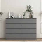 Vibe & Dine 8 Drawer Double Dresser, Modern Chest of Drawers with Wide Storage for Closet, Bedroom, Living Room, Grey