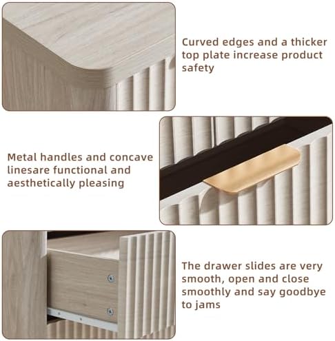 LEYAOYAO Fluted 6 Drawers Dresser for Bedroom, 42" Tall Modern Chest of Drawers with Metal Handle, Curved Profile Design,Light Grey Wood Drawer Organizer for Bedroom, Living Room, Hallway, Entryway