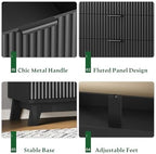 Xixini Fluted Dresser with 8 Drawers, 54" Wide Modern Chest of Drawers with Metal Handle, Wooden Dresser TV Stand, Wood Closet Clothes Storage Organizer for Bedroom, Living Room, Hallway, Solid Black