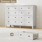 Tradare White Dresser for Bedroom, 8 Drawer Dresser with Metal Handles, 55" Wide Modern Dressers & Chest of Drawers for Living Room, Hallway, Entryway