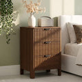 Wodeer 3 Drawer Dresser for Bedroom, 20" Wide Wood Storage Cabinet with Fluted Design, Modern Chest of Drawers for Living Room, Nursery Clothing Organizer with Metal Slides, Anti-Tipping