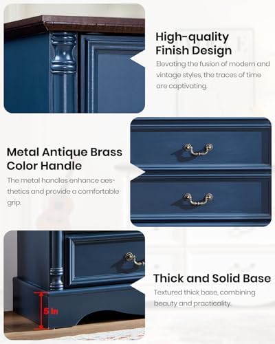 Farmhouse 9-Drawer Dresser with Charging Station for Bedroom