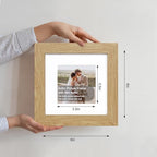 Hongkee 6x6 Picture Frame Set of 4, Made of Glass and Natural Oak Wooden Frame - Display Picture 4x4 with Mat or 6 x 6 Without Mat, 6x6 Photo for Wall or Tabletop