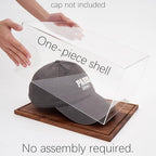 LITY Hat Display Case, No Assembly Required Clear Acrylic Baseball Cap Stand, UV Protection Signed Hat Transparent Showcase, Cap Display Box with Solid Wood Base Risers & Hat Shaper - size: 1 Pack Cap