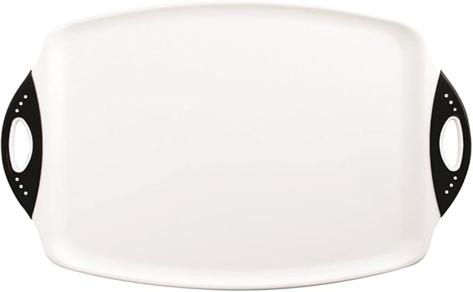 Dexas Chop & Serve Cutting Board, 12.5 by 20 inches, White with Black Handles (329-32-25)