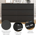 Spaco Black Dresser for Bedroom,Modern 6 Drawer Dresser with Deep Drawer,Wide Storage Chest of Drawers,Bedroom Storage Organizer Furniture,TV Stand for Living Room