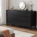 HOUROM Black Dresser for Bedroom,51" Wide 7 Drawer Mid Century Modern Chest