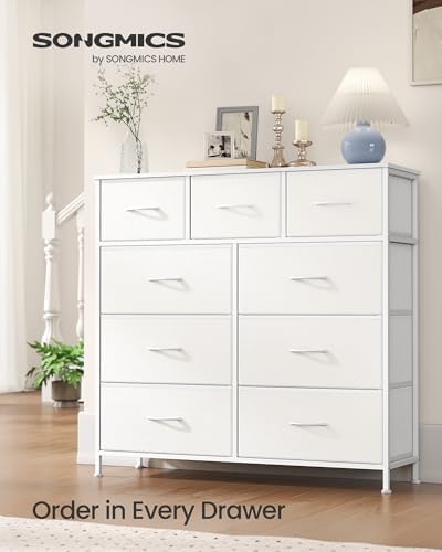 SONGMICS Dresser for Bedroom, Wide Dresser with 9 Fabric Drawers
