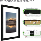 11x17 Poster Frame, Black Wood Frame with 8x12 Mat, 3 Pack