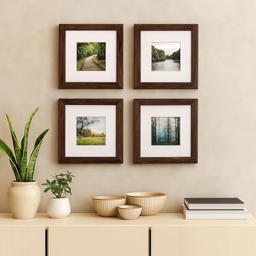 puthiac 6x6 Solid Oak Wood Picture Frame, Walnut, 1 Pack