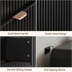 HOUROM 55“ Wide Black Fluted Dresser for Bedroom with 10 Drawers