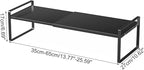 Expandable Cabinet Shelf Organizer Adjustable Storage Rack Stackable Metal Home Organization for Kitchen Pantry Spice Cupboard Under Sink Countertop - Black, 1 Pack