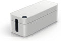 Durable Cavoline Cable Management Box L - Safety Store and Hide Power Blocks and Cables - USB Cable Outlet for Charging Devices - Made of Flame Retardant Plastic - Large Box in Gray