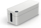 Durable Cavoline Cable Management Box L - Safety Store and Hide Power Blocks and Cables - USB Cable Outlet for Charging Devices - Made of Flame Retardant Plastic - Large Box in Gray
