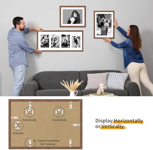 puthiac 13x19 Solid Oak Wood Picture Frames, Walnut, 3 Pack