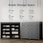 Xixini 47.2" Wide 8-Drawer Farmhouse Dresser for Bedroom, Black