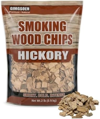 Hickory Smoking Wood Chips 2 lb – Premium Natural Smoker Chips for BBQ Grill & Smoker, Bold Rich Smoke Flavor for Ribs, Bacon & Steak, No Additives
