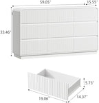 Wodeer White Dresser Fluted 9 Drawers Dresser for Bedroom, 59" Wide Wood Chest of Drawers with Hidden Handles & Rounded Corners, Modern TV Stand Storage Cabinet for Living Room, Hallway, Entryway