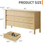 HOUROM Oak Dresser for Bedroom,63" Wide 9 Drawer Mid Century Modern Chest