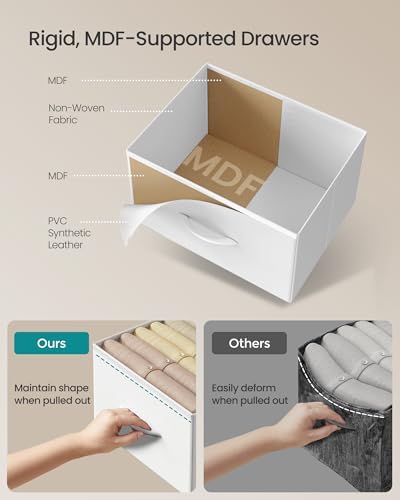SONGMICS Dresser for Bedroom, Small Dresser with 3 Fabric Drawers