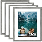 Hongkee 24x30 Frame Set of 4, 24 x 30 Grey Wood Style(Mat 18x24)