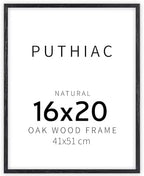puthiac 16x20 Solid Oak Wood Picture Frame, Black, 1 Pack