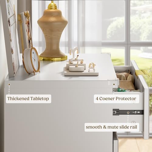 Wood Tall 5 Drawers Dresser, 27.6" W Fluted Modern Dressers for Bedroom