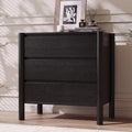 CHUWELL 27.6" Wide Black 3 Drawer Dresser for Bedroom with Solid Wood Legs