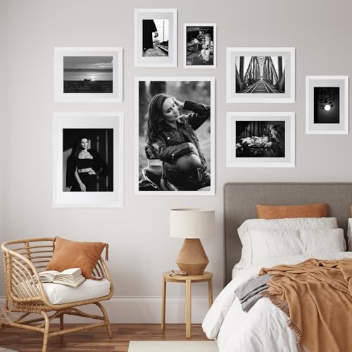puthiac 16x24 Solid Oak Wood Picture Frames, White, 3 Pack