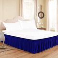 Royal Blue Wrap Around Bed Skirts - Three Sides Fabric Adjustable Elastic Dust Ruffle Soft -600 TC Stretchy Bed Skirt-Olympic Queen(66""X 80"") Royal Blue