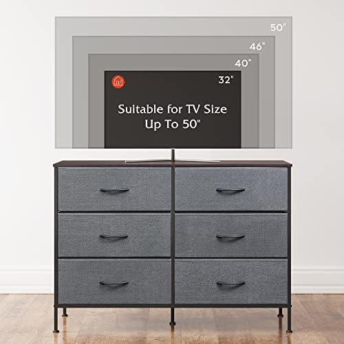 WLIVE Dresser for Bedroom with 6 Fabric Drawers, Dark Grey