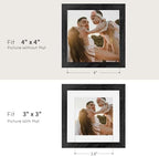 puthiac 4x4 Solid Oak Wood Picture Frames, Black, 3 Pack